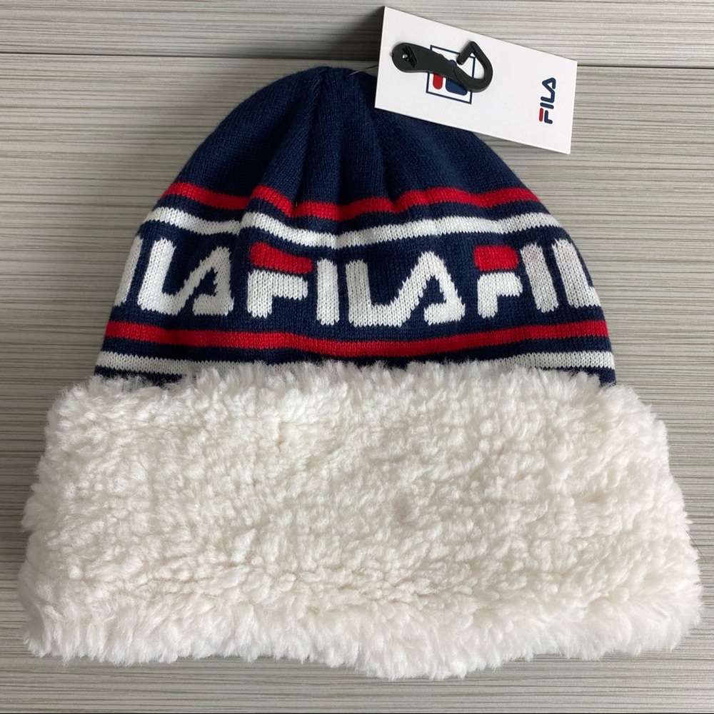 FILA Navy Peacoat Sherpa Cuff Beanie NWT
